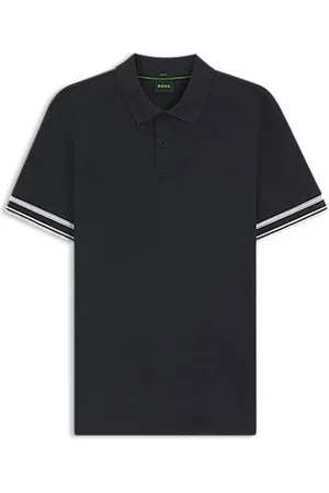 HUGO BOSS Slim fit poloshirt i bomuld med striber på manchetterne