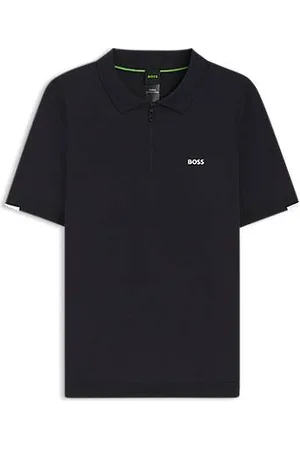 HUGO BOSS Sweater med polokrave i bomuld og med lynlås i halsen