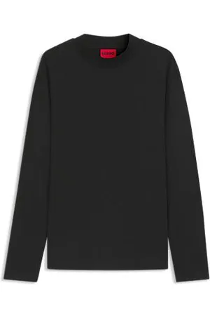 HUGO BOSS Slim fit T-shirt med rullekrave i merceriseret bomuld