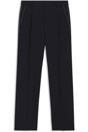 HUGO BOSS Relaxed fit bukser i meleret ny uld