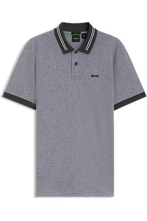 HUGO BOSS Poloshirt i bomuldspiqué med printede prikker