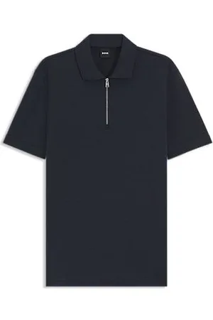 HUGO BOSS Poloshirt med lynlås i halsen og piquévævning