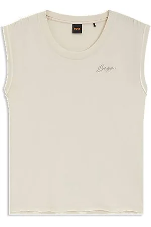 HUGO BOSS Top i bomuldsjersey med krystallogo