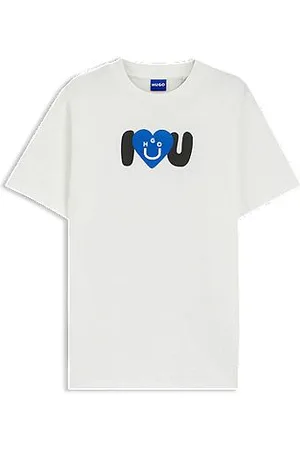 HUGO BOSS T-shirt i bomuldsjersey med Happy -logografik