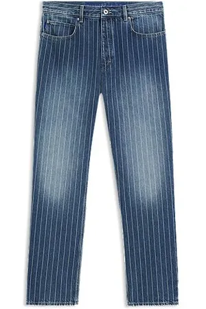 HUGO BOSS Baggy fit jeans i nålestribet blå denim