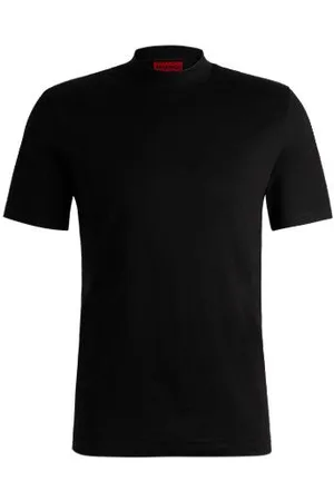 HUGO BOSS T-shirt med slim fit i bomuld med stræk og kinakrave