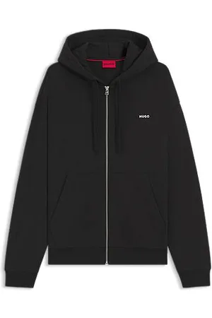 HUGO BOSS Relaxed fit hættetrøje med lynlås i bomuldsfrotté