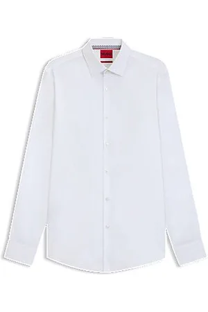 HUGO BOSS Slim fit skjorte i strygelet bomuldspoplin