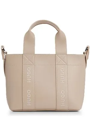 HUGO BOSS Mini tote bag i imiteret læder med broderet logo