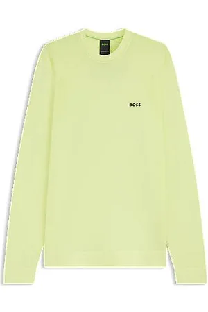 HUGO BOSS Tætsiddende sweater i bomuldsblanding med logo i kontrastfarve