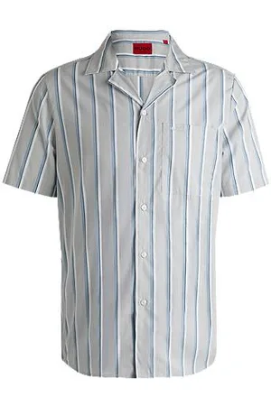 HUGO BOSS Skjorte med relaxed fit i stribet bomuldspoplin