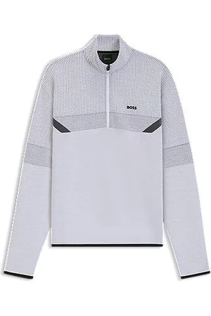 HUGO BOSS Relaxed fit sweatshirt med lynlås i halsen og quiltet jacquardmønster