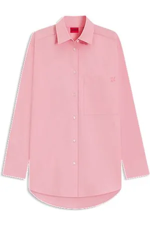 HUGO BOSS Oversize fit skjorte i bomuldskanvas med broderet logo