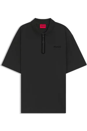 HUGO BOSS Poloshirt i bomuldsblanding med stolpelukning med lynlås