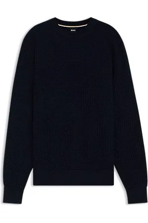 HUGO BOSS Sweater i bomuld med forskellige strukturer