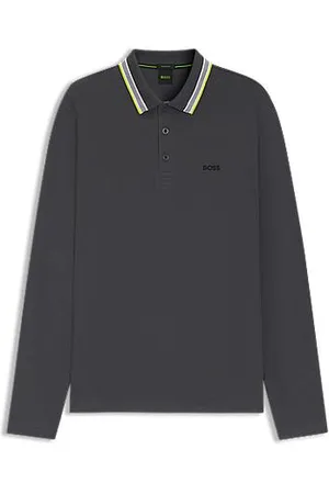 HUGO BOSS Poloshirt med lange ærmer i bomuldspiqué
