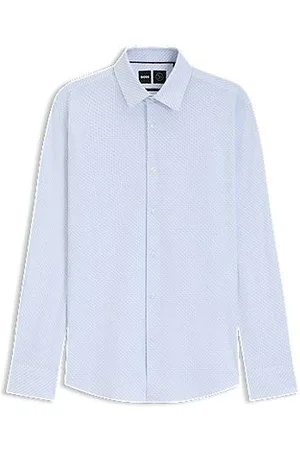 HUGO BOSS Skjorte med slim fit af jersey med performance-stræk og print