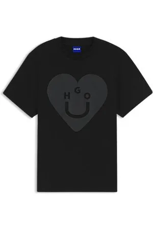 HUGO BOSS T-shirt i bomuldsjersey med Happy -logografik