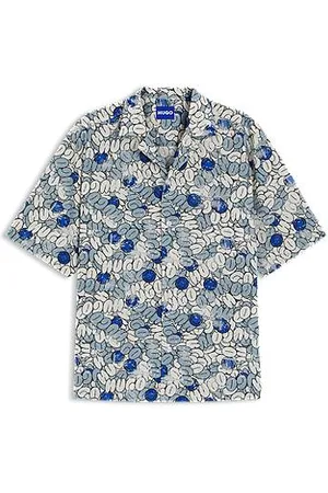 HUGO BOSS Skjorte med relaxed fit i bomuldspoplin med print