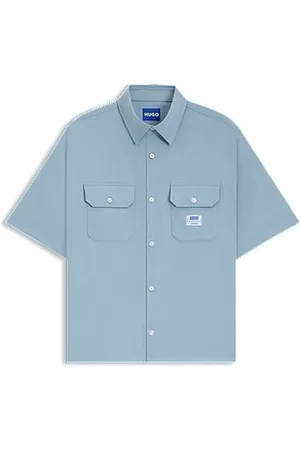 HUGO BOSS Oversize fit skjorte i bomuldstwill med logomærke
