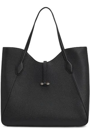 HUGO BOSS Tote bag i nopret læder med gyldent metal