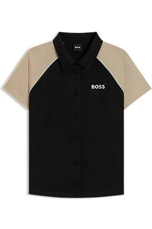 HUGO BOSS Aktiv top med knapper i jacquardstof med monogram