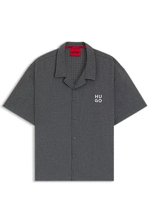 HUGO BOSS Regular fit skjorte i vaffelstof med broderet logo