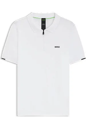 HUGO BOSS Sweater med polokrave i bomuld og med lynlås i halsen