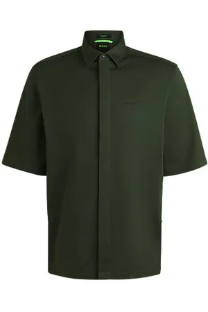 HUGO BOSS Skjorte med regular fit i bomuld med meshstruktur