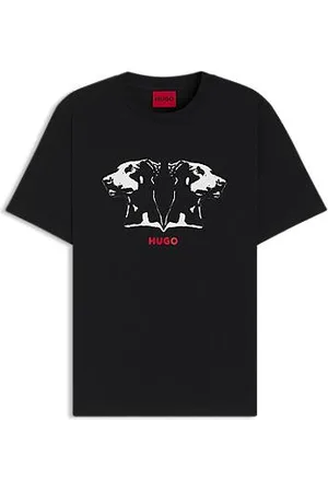 HUGO BOSS T-shirt i bomuldsjersey med Doberman-print