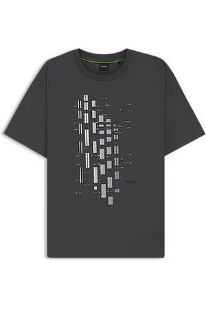 HUGO BOSS T-shirt i bomuld med stræk og geometrisk print