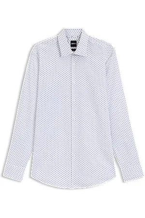 HUGO BOSS Slim fit skjorte i oxfordbomuld med print og stræk