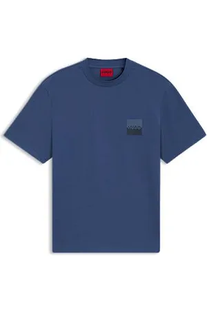 HUGO BOSS Relaxed fit T-shirt i bomuld med opdelte logoer