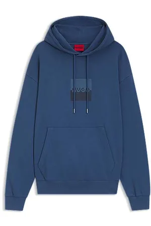 HUGO BOSS Relaxed fit hættetrøje i bomuldsfrotté med opdelt logo