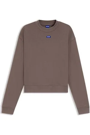 HUGO BOSS Sweatshirt i bomuldsfrotté med logobadge
