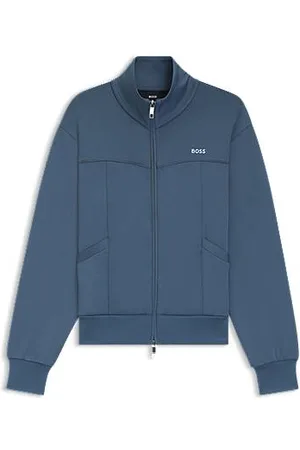 HUGO BOSS Sweatshirt med lynlås og kontrastlogo
