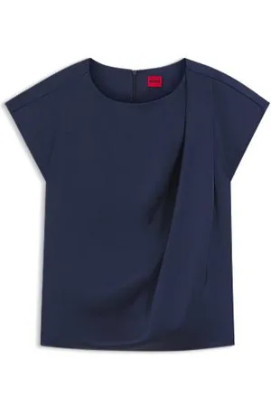 HUGO BOSS Top i satin og drapering i halsen