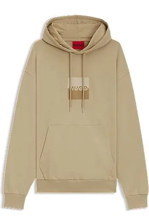 HUGO BOSS Relaxed fit hættetrøje i bomuldsfrotté med opdelt logo