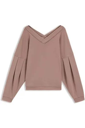 HUGO BOSS Sweatshirt med V-hals og ballonærmer