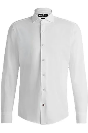 HUGO BOSS Slim fit skjorte i jerseypiqué af bomuld