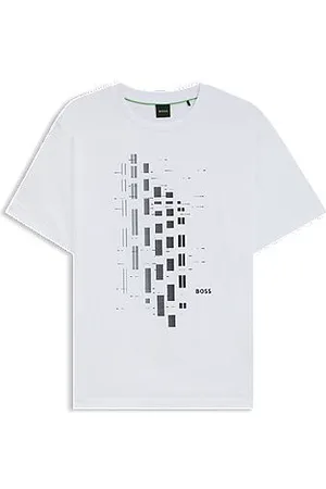 HUGO BOSS T-shirt i bomuld med stræk og geometrisk print