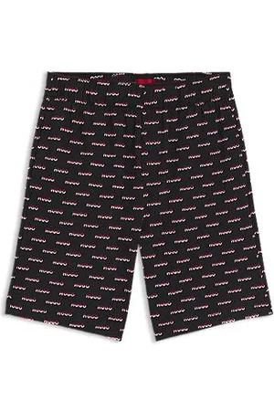 HUGO BOSS Pyjamasshorts i bomuldsjersey med logoprint
