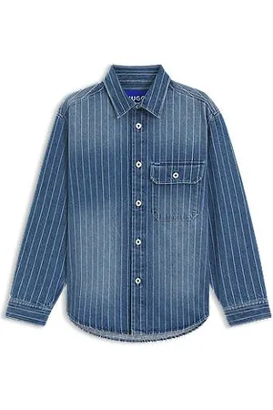 HUGO BOSS Oversize fit skjorte i denim med blå striber