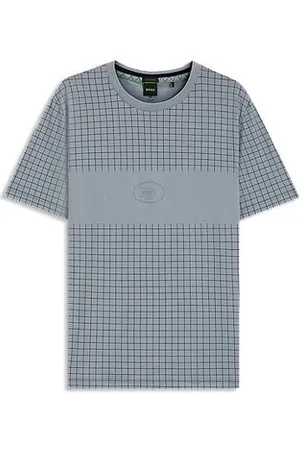 HUGO BOSS T-shirt i pima-bomuld med ternet print