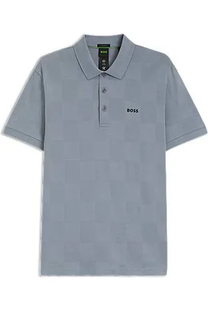 HUGO BOSS Tætsiddende poloshirt i bomuld med jacquard