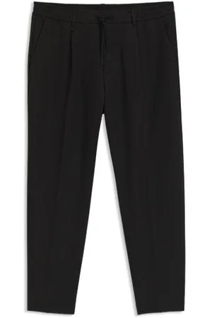 HUGO BOSS Tapered fit bukser i vandskyende stof med stræk