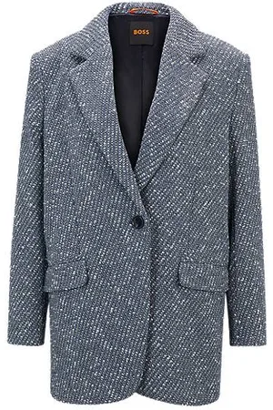 HUGO BOSS Jakke med enkelt knap i tweed med denimeffekt