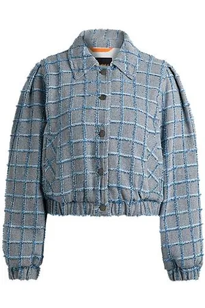 HUGO BOSS Tweedjakke med denimtern i bomuldsblanding