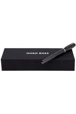 HUGO BOSS Kuglepen med børstet cylinder og signaturstribet ring