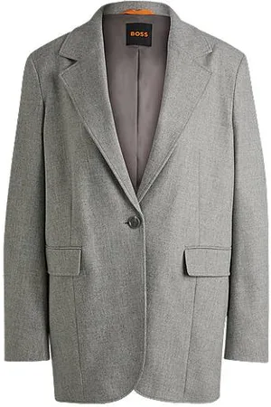 HUGO BOSS Jakke med enkeltknapslukning i flannel med stræk